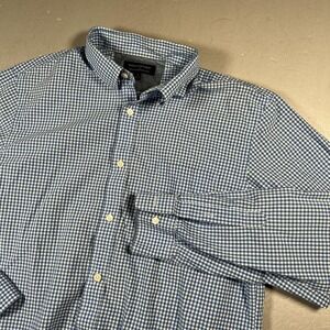 Banana Republic Shirt Mens Large Blue Gingham Button Down Tailored Slim Fit